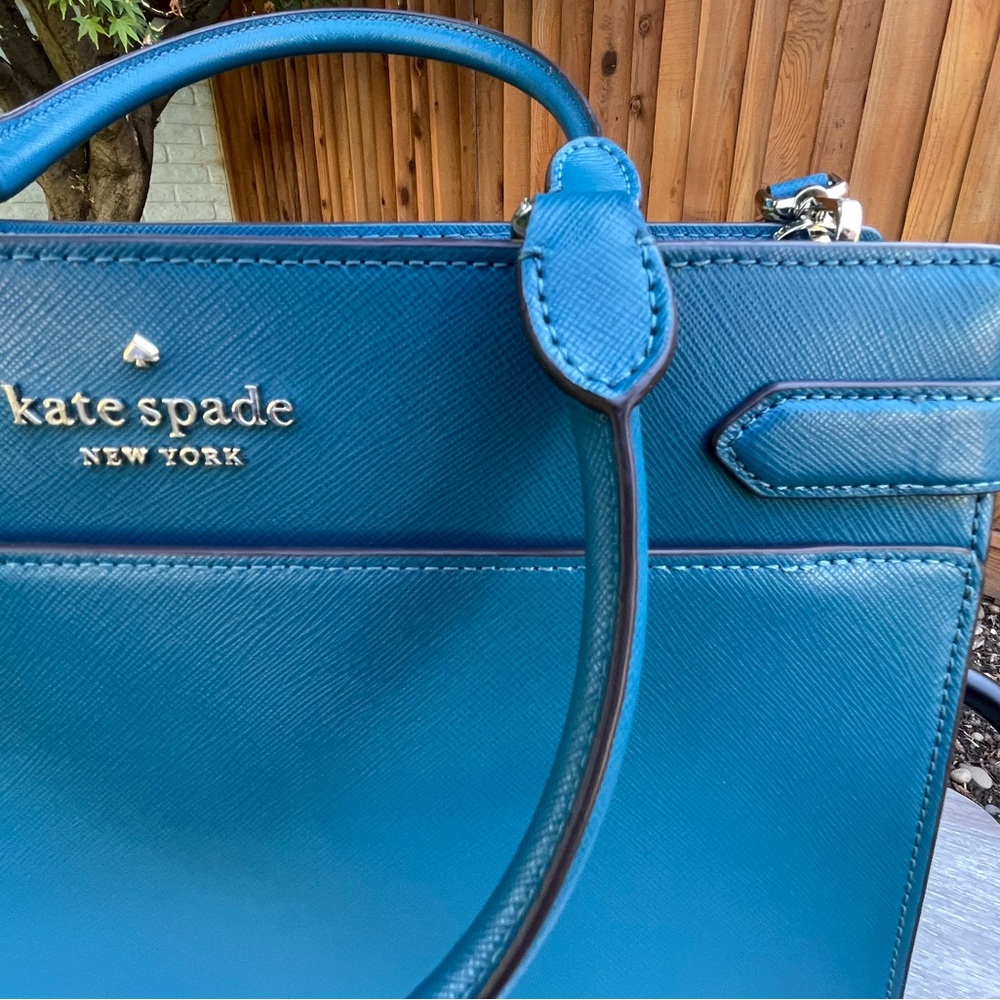 Kate Spade Large Staci Satchel Dark Peacock (403) Shoulder w/ crossbody strap